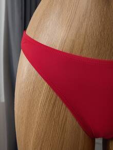 SHEIN Swim 2pcs Women's Summer Beach Solid Color Halter Tie Sexy Bikini Swimsuit Set, Underwired