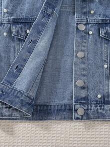 Sparklyn Tween Girls Y2K 风格牛仔夹克，春/秋/冬，浅蓝色牛仔布搭配仿珍珠装饰，修身廓形，面料柔软舒适，适合日常穿着、上学和通勤