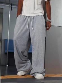 ROMWE MEN Street Life Men's Drawstring Waist Patchwork Plaid Pocket Wide Leg Pants, For Fall - Multicolor - View 5