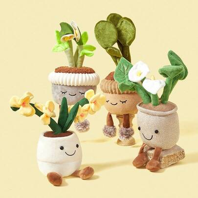 POKOJA LAND Búp bê cây cảnh nhồi bông mới dễ thương, xương rồng, hoa hướng dương, hoa loa kèn, đồ trang trí bàn làm việc phòng ngủ tại nhà, quà tặng sinh nhật