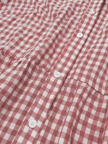 Đầm Maxi Tay Dài Thiết Kế Kẻ Sọc Nút Phía Trước Cỡ Lớn Trang Phục Nữ Thanh Lịch Thường Ngày Đầm Maxi Nữ - Hồng - Xem 4