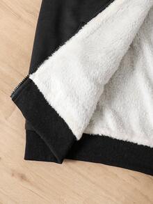 1pc Teen Boys Autumn/Winter Long Sleeve Patchwork Thermal Lined Jacket Fall - Multicolor - View 7