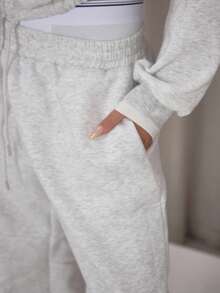 MUSERA Barrell Leg Elasticated Waist Joggers Co-Ord Bottoms Only Classy Cute Sexy Streetwear   Night Out Pants Lounge Sweatpants - Light Grey - View 6