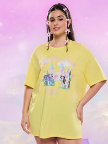 My Little Pony X SHEIN Áo thun tay ngắn in hình ngựa con dễ thương cỡ lớn, thường ngày mùa hè - Màu vàng - Xem 6