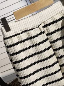 SHEIN Girls Striped Polo Shirt Top, Fashion Outfit, Suitable For Spring & Autumn Fall Winter - White - View 5