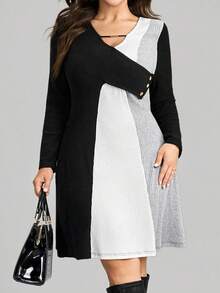 Comfylo Plus Size Asymmetric Collar Colorblock Ribbed Knit Dress Plus Size Dress Plus Size Winter Dress Plus Size Casual Dress Plus Size Fall Dress Plus Size Sweater Dress Winter Clothes For Women Fall Dresses For Women Fall Clothes For Women Winter Dresses Fall Clothes For Women Fall Dresses Clothes Women Winter Dress Fall Clothes For Women Fall Outfits Women Dresses For Women Casual  Business Casual Women Gray Dress