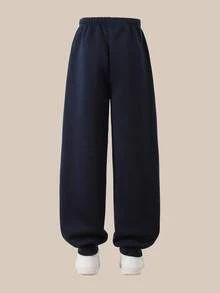 SHEIN Casuvi Kids 青少年男孩休闲百搭徽章装饰翻边运动裤