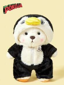 1pc 30cm/11.8in Transforming Jointed Plush Teddy Bear Doll, Changeable To Penguin Design, Can Be Posed, Removable Clothes, High-End Plush Doll, Teddy Bear Stuffed Animal Figurine Decor, Gift For Boy & Girl, Home Decor, Holiday Gift - Multicolor - View 3