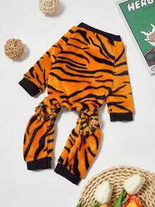PETSIN 1pc Pet Tiger Stripe Fleece Warm Jumpsuit Clothes For Cats & Dogs - Multicolor - View 1