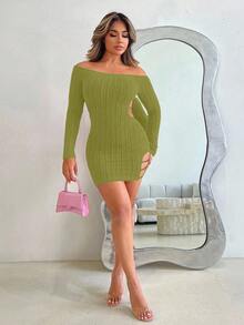 Zolique 女士时尚性感露背露肩迷你连衣裙 - 綠色 - 查看 6