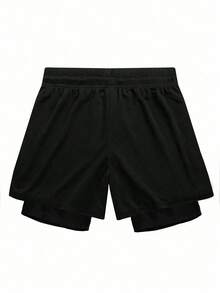 Manfinity Sport Corelite Boyfriend Style Men's Bull Head Print Drawstring Waist Loose Fit Sports Shorts - Black - View 2