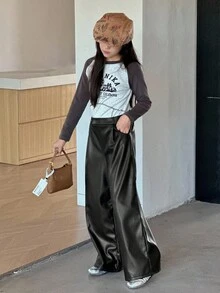 DAZY Tween Girls Daily Casual Fall Pants - Black - View 3