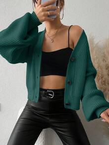 Women's Solid Color Minimalist Long Sleeve Cardigan