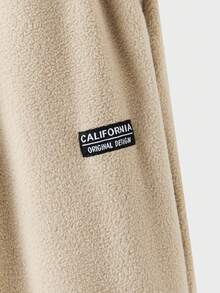 Manfinity NXTstreet 男士拉链运动衫，带弹性字母印花和抽绳裤针织套装休闲两件套春秋运动服、冬装、舒适服装 - 卡其色 - 查看 11