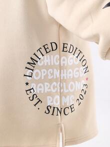 SUMWON Young Girl Star Print Long Sleeve Cozy Casual Sweatshirt Dress Autumn Winter Fashion Streetwear School - Apricot - View 5