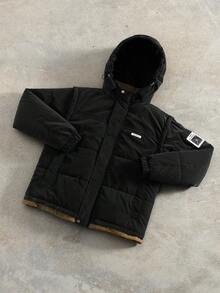 Manfinity Hypemode Abrigo con capucha casual y cálido con cremallera y acolchado para hombres, otoño/invierno - Negro - Ver 4