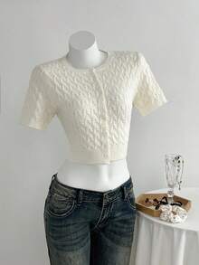 Flirla Women's Basic Casual Short Sleeve Knit Top - White - View 1