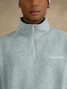 STYNVO 男士纯色简约休闲立领长袖卫衣和裤子套装针织套装裤套装两件套男士运动服秋装冬季 - 灰色 - 查看 4