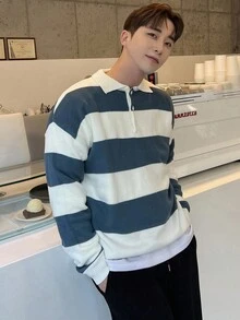 DAZY 男士返校条纹马球领毛衣，秋装