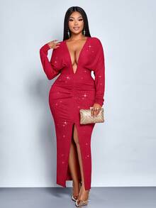 SOLERSUN 大码女装 秋季女装 冬季女装 返校节礼服 感恩节女装 返校服装 教师服装 - 紅色 - 查看 2