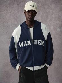 Manfinity Roghcode Áo nỉ có mũ trùm đầu màu tương phản thường ngày dành cho nam, mùa thu - Nhiều màu - Xem 1