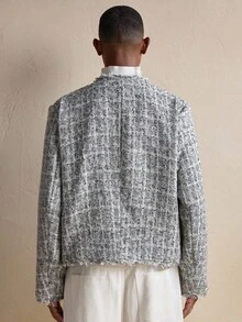 AKNOTIC Business Casual AKNOTIC Men's Plaid Tweed Pearl Decor Jacket, Christmas Party & Business Casual Outerwear, Autumn/Winter, Boyfriend/Friend Gift, Holiday