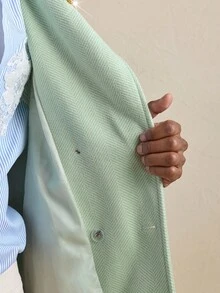 Business Casual AKNOTIC 男士纯色双排扣大衣，圣诞派对宴会商务休闲秋冬长袖大衣，单排扣，男友礼物，节日保暖 - 綠色 - 查看 8