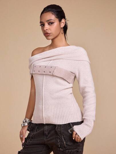 Grunge Punk Y2K Sexy Halter Neck Bandage Design Bodycon Knit Top For Women