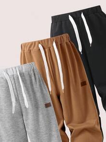 SHEIN Explorewe Tween Boy Casual Versatile Solid Color Drawstring Waist Pants Fall Winter - Multicolor - View 6