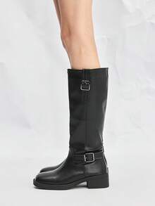 Mnmlis 女士柔软舒适通勤及膝靴 - 黑色 - 查看 8