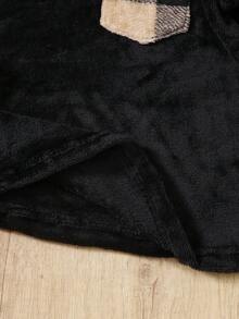 Jungen Farbblock Karomuster Taschen Langarm Pyjama Set, Herbst/Winter