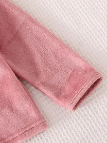 Genkimix Kids 2 件套少女简约熊图案长袖上衣和裤子休闲舒适睡衣，浅粉色