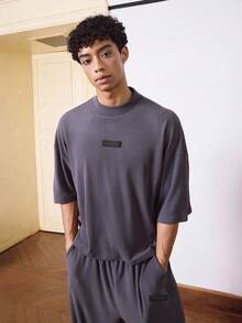 SWAVVY 2 件男士标准尺寸休闲 T 恤和裤子套装，灰色，夏季 - 灰色 - 查看 4