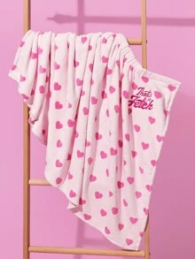 Mean Girls X SHEIN 1pc Pink "Bad Girl" Bathrobe, Soft & Highly Absorbent Material, Heart Print, Suitable For Swimming, Bathing, Beach