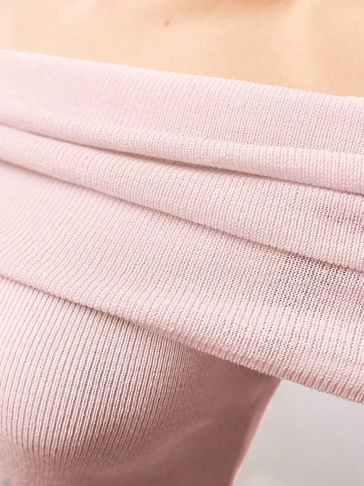 FOLDOVER OFF THE SHOULDER KNIT TOP