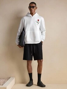 AKNOTIC 休闲刺绣宽松男士连帽衫，秋冬季，圣诞节适用，长袖上衣 - 白色 - 查看 7