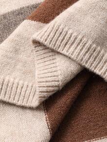 DAZY Đầm len dài cổ polo kẻ sọc dáng rộng dành cho nữ, thích hợp mặc hàng ngày vào mùa thu/đông hoặc đi nghỉ mát. - Cà phê nâu - Xem 7