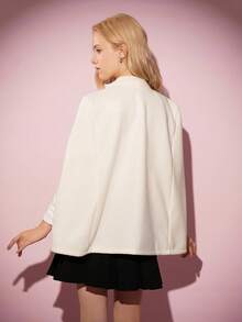 Teen Girl Bow Decor Cape Woolen Jacket, Suitable For Spring And Autumn - Beige - View 2