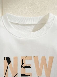 Explorewe Leggings à taille élastique avec imprimé silhouette décontracté pour filles + ensemble 2 pièces avec un haut ample et confortable avec imprimé lettres créatif. Design polyvalent convenant à l'automne, le printemps, l'hiver, pour un usage quotidien, les déplacements, les activités extérieures, les sports, l'école, la rue, les fêtes, la photographie - Multicolore - Voir 6