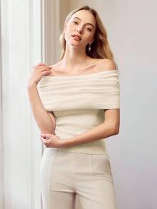 MOTF PREMIUM TOP PLEGABLE CON HOMBROS AL DESCUBIERTO DE PUNTO - Blanco - Ver 4