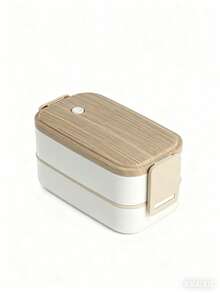 Madebyblanc 1PC 木纹单层和双层饭盒，容量大，适合上班族女生，男生，学生加热微波炉饭盒。 - 彩色 - 查看 9