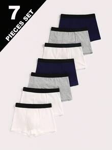 7pcs Boys' Minimalist Black Boxer Briefs Fall Winter - Multicolor - View 3