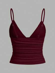 SHEIN EZwear 3pcs/Set Casual Women Ruched Cropped Camisole With Shelf Bra, Suitable For Summer - Multicolor - View 8