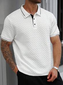 Manfinity Homme 大码男士条纹短袖休闲商务 Polo 衫