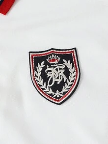 SHEIN Explorewe Tween Boy Casual Sports Preppy-Style Long-Sleeve Polo Shirt With Half-Open Collar And Horse Pattern Embroidery, Full-Match Comfort Design. Suitable For Outdoor Activities, School, Vacations, Gatherings, Home Wear, Spring, Summer, Short Trips, Holidays, Leisure Time, Sunbathing – 2025 Back-To-School Preppy And Campus Sports Attire. Fall Winter - White - View 6
