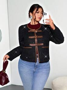 Firerie Plus Size Fashionable Commuter Shiny Jacket, Autumn