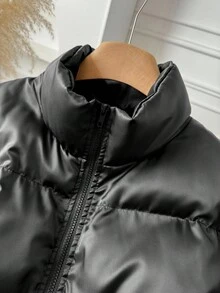 CosyJoli 大码休闲短款羽绒服外套羽绒夹克黑色羽绒夹克女款黑色夹克女款夹克 Y2k 女款夹克女款羽绒夹克秋冬 - 黑色 - 查看 5