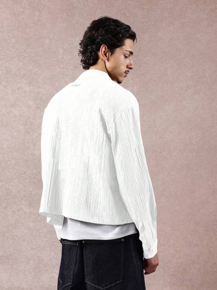 Textured Button Down Shirt With Chest Pocket