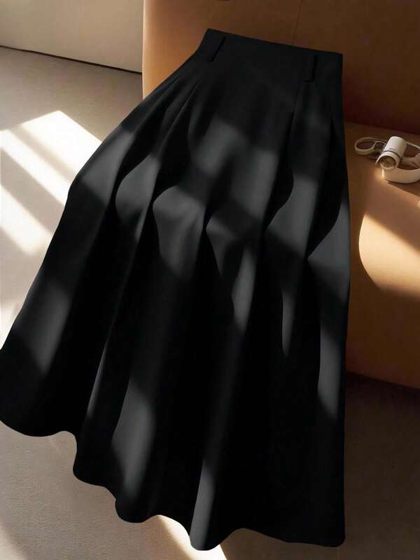 Regalyn Plus Size Women High-Waisted A-Line Skirt, Elegant For Commuting