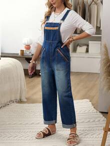 EMERY ROSE 女式时尚无袖百搭休闲牛仔连体裤 - 藍色 - 查看 6